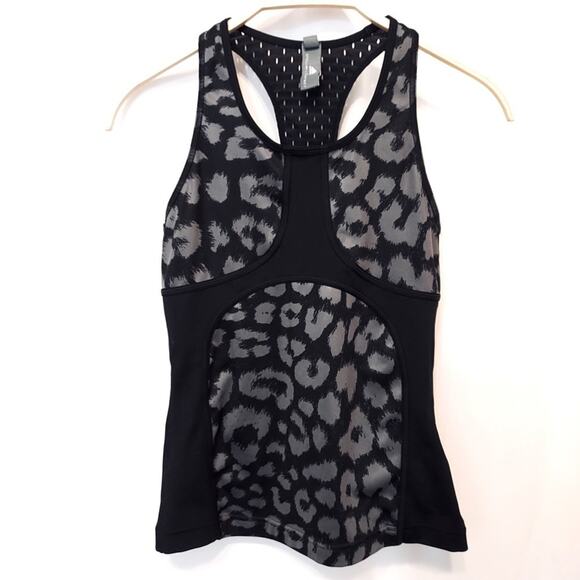 Adidas by Stella McCartney Black and Gray Leopard Print Athletic Active Tank Top - Picture 1 of 10